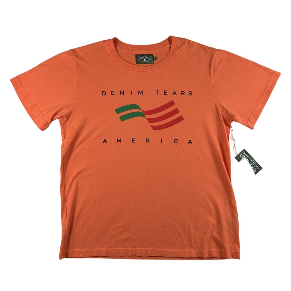 Denim Tears America Shirt Mens XL Orange Flag Graphic Tee Made USA Patriotic